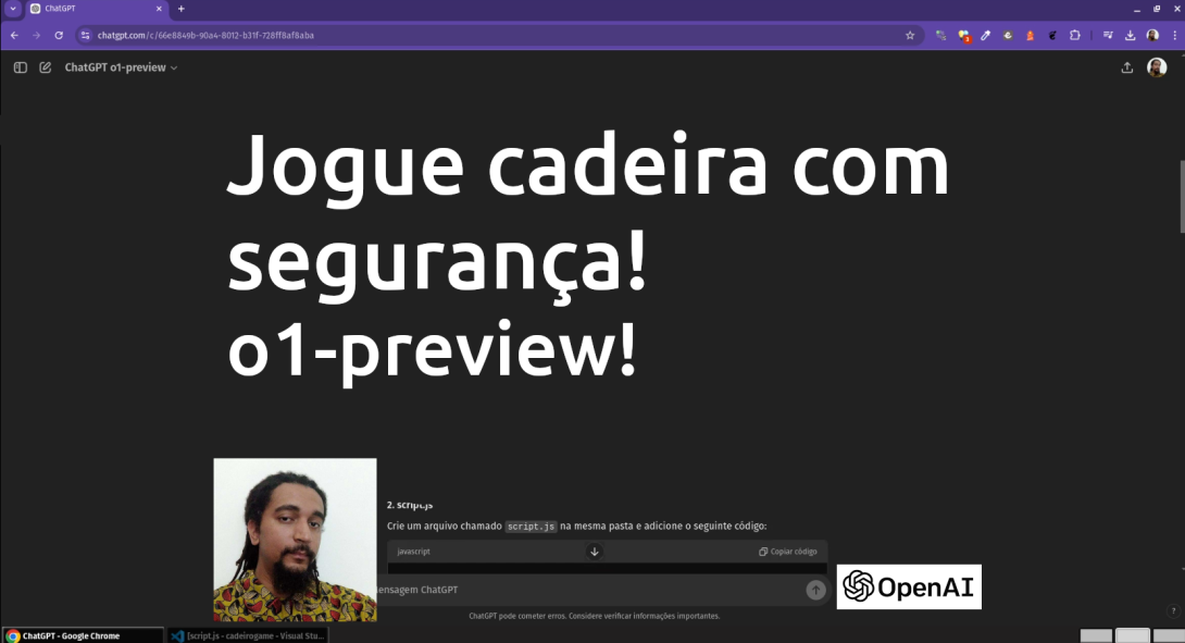 Jogue cadeiras com segurança! Criando jogo com OpenAI o1-preview